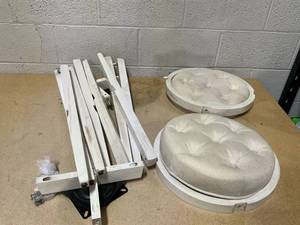 lot 440 image: Giantex Swivel Bar Stools Set of 2, 30 Bar Height Stools wTufted Seat & Rubber Wood Frame, Round Backless Kitchen Stools wFootrest, Barstools for Kitchen IslandBreakfastPub, Antique White