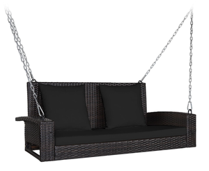 lot 162 image: Costway 2-Seat Patio Rattan Porch Swing with Two Solid Steel Chains