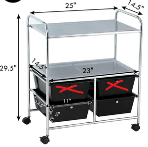 lot 165 image: FANTASK Rolling Storage Cart, Utility Organizer Cart w 2 Drawers, 2 Shelves for Home Office School Beauty Salon (Black) (Missing 2 Drawers)