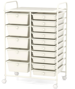 lot 166 image: SlickBlue 15-Drawer Rolling Storage Cart with Metal Frame and Colorful Drawers for Office, Home, and Garage (Minor Transit Damage)