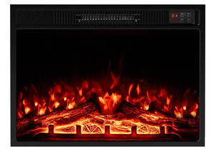 lot 168 image: COSTWAY 23 Inches Electric Fireplace Insert, 750W1500W Fireplace Heater with Remote Control, Adjustable Flame Color & Brightness, 1H-8H Timer, Thermostat and Overheat Protection Log