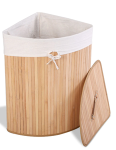 lot 183 image: Corner Bamboo Hamper Laundry Basket 14.5 D x 24 H
