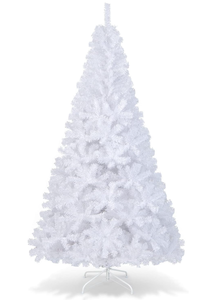 lot 187 image: COSTWAY 8Ft-Artificial-PVC-Christmas-Tree-W-Stand-Holiday-Season-Indoor-Outdoor-White