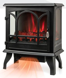 lot 190 image: ARLIME 20 Electric Fireplace Stove, Freestanding Fireplace Heater w 3D Realistic Flame Effect, Adjustable Heat, Overheating Safety System, Small Electric Fireplace, Black (Missing HardwareElectric Cord)