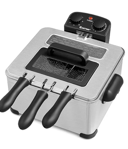 lot 373 image: Costway - Electric Deep Fryer 5.3QT21-Cup 1700W w Triple Basket - BlackSilver