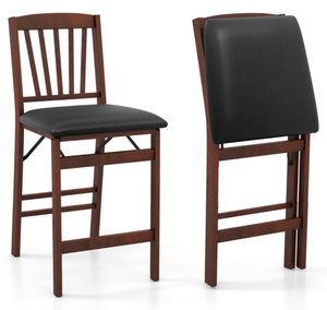 lot 377 image: Costway Set of 2 Counter Height Chairs Folding Kitchen Island Stool with Padded Seat