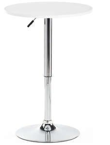 lot 482 image: Displays2go Height Adjustable Bar Table, 23.5-inch Round Pub Table with 360-degree Rotation, Aluminum & MDF (White)