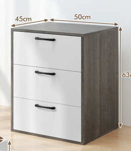 lot 484 image: Giantex Modern End Table Wooden File Cabinet with 3 Pull-Out Drawers Gray & White 50 x 45 x 63 cm (L x W x H) (Minor Transit Damage)