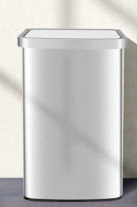 lot 495 image: Total Tactic GY10010SL 13 gal Automatic Garbage Can with Rectangular Infrared Motion Sensor, Sliver