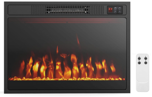 lot 498 image: COSTWAY 23 Inches Electric Fireplace Insert, 750W1500W Fireplace Heater with Remote Control, Adjustable Flame Color & Brightness, 1H-8H Timer, Thermostat and Overheat Protection