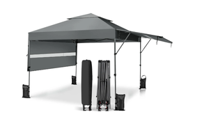 lot 435 image: 10 x 17.6 Feet Outdoor Instant Pop-up Canopy Tent with Dual Half Awnings