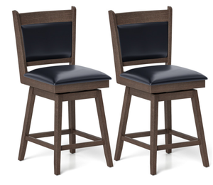 lot 53 image: 29 Inch Padded Bar Stools Set of 2 with Swivel Seat and Footrest