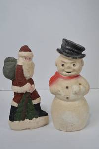 lot 9 image: Vintage Christmas Santa and Snowman - Kentucky Tavern