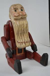 lot 25 image: Handcrafted Folk Art Wooden Santa Figurine Signed 1998