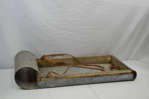 lot 32 image: Vintage Galvanized Metal and Wood Sled