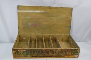 lot 35 image: Websters Mammoth Packet Seeds Wooden Display Box, Early 20th Century