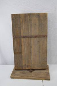 lot 37 image: Vintage Wood Display Stand with Metal Hooks, 25 x 16.5 x 9.5 in