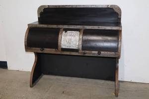 lot 76 image: Antique Wrought Iron Range Co. St. Louis Stove Bread Warmer Bin