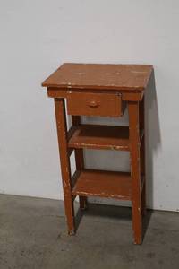 lot 77 image: Vintage Painted Side Table with Drawer and Shelves