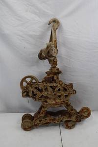 lot 106 image: Antique Cast Iron Hay Trolley Pulley Barn Equipment