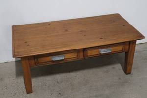 lot 111 image: Solid Wood Coffee Table with Two Drawers, 48x24x17 Inches