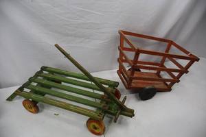 lot 116 image: Pair of Vintage Wood Toy Wagons