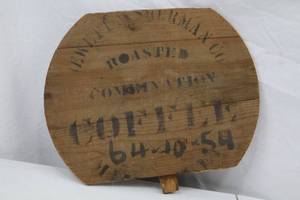 lot 121 image: Vintage Jarecki & Sherman Roasted Coffee Barrel Lid