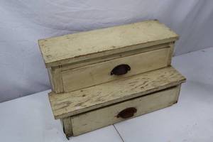 lot 133 image: Vintage Painted Two-Drawer Wooden Cabinet