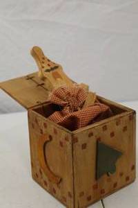 lot 149 image: Primitive Wooden Jack-in-the-Box by Chestnut Lane Creations