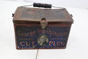 lot 153 image: Vintage George Washington Cut Plug Tobacco Tin