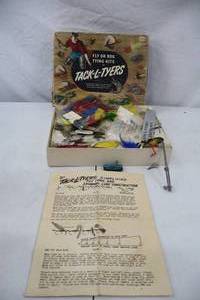lot 155 image: Vintage Tack-L-Tyers Fly or Bug Tying Kit with Instructions and Materials
