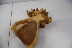 lot 157 image: Wood Moose Head Shaped Decorative Bowl by Saparna Inc, 13 Inch