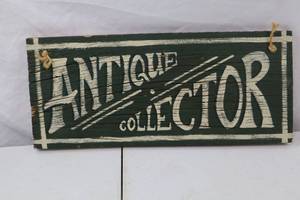 lot 164 image: Rustic Antique Collector Wooden Wall Sign, 17x7 Inches