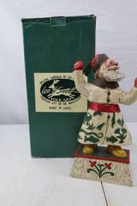 lot 167 image: Leo Smith Folk Art Santa Figurine with Box, 11 Inch