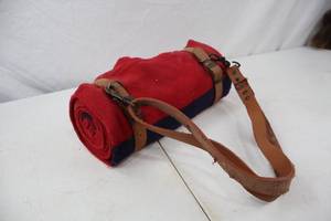 lot 178 image: Wool Camp Blanket with Leather Carry Strap