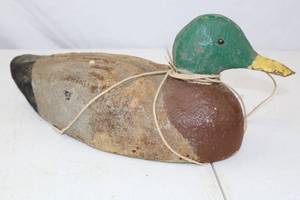 lot 182 image: Vintage Mallard Duck Decoy and 1952 Aladdin Angler Thermos