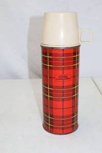 lot 184 image: Vintage Thermos Red Plaid Vacuum Bottle