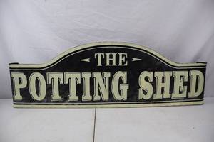 Minnesota Waterfowl Assoc Wood Clock and Potting Shed Metal Sign