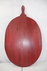 lot 224 image: Antique Wood Breadboard with Red Paint Finish