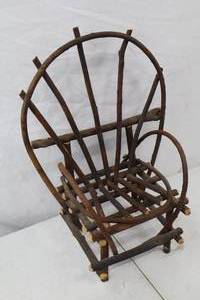 lot 229 image: Rustic Bent Twig Miniature Chair, 16 Inches Tall