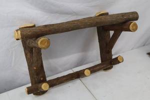 lot 230 image: Rustic Log Wall-Mount Coat Rack with 4 Pegs, 18-Inch Width