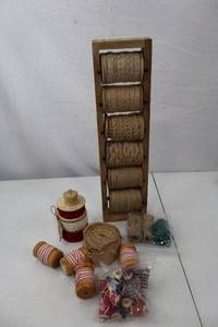 lot 243 image: Mixed Lot of Twine, Burlap, and Decorative Craft Ribbons