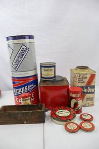 lot 253 image: Lot of Vintage Advertising Tins and Containers