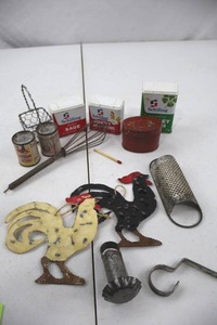 lot 254 image: Vintage Kitchen Spice Tins and Utensils Lot