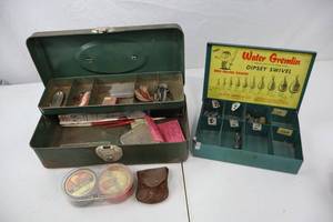 lot 273 image: Vintage Fishing Tackle Boxes with Water Gremlin Sinkers and Lures