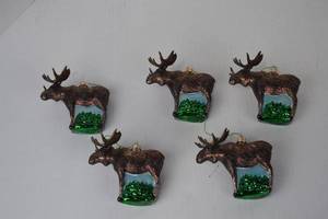 lot 284 image: Lot of Moose Glass Holiday Ornaments
