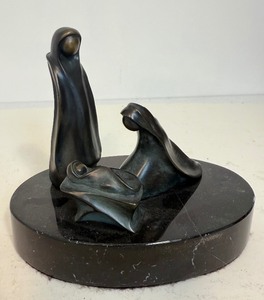 lot 35 image: Vintage Signed Weber 1987 Bronze Nativity Sculpture 