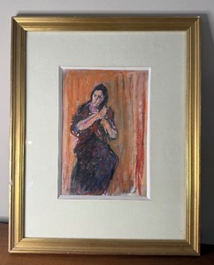 lot 49 image: Framed Signed Mid Century Original Portrait Painting on Board  