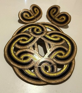 lot 57 image: Vintage Margot De Taxco Sterling Silver Enamel Brooch & Earring Set