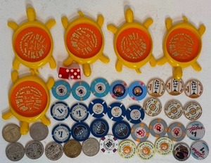 lot 71 image: Vintage Las Vegas Lot -  including chips, dice & coasters